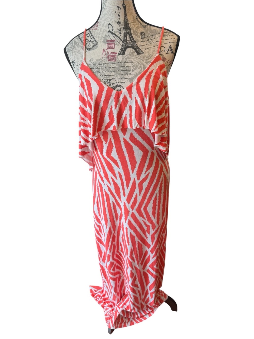 5/48 Pink and Coral Printed Maxi Dress